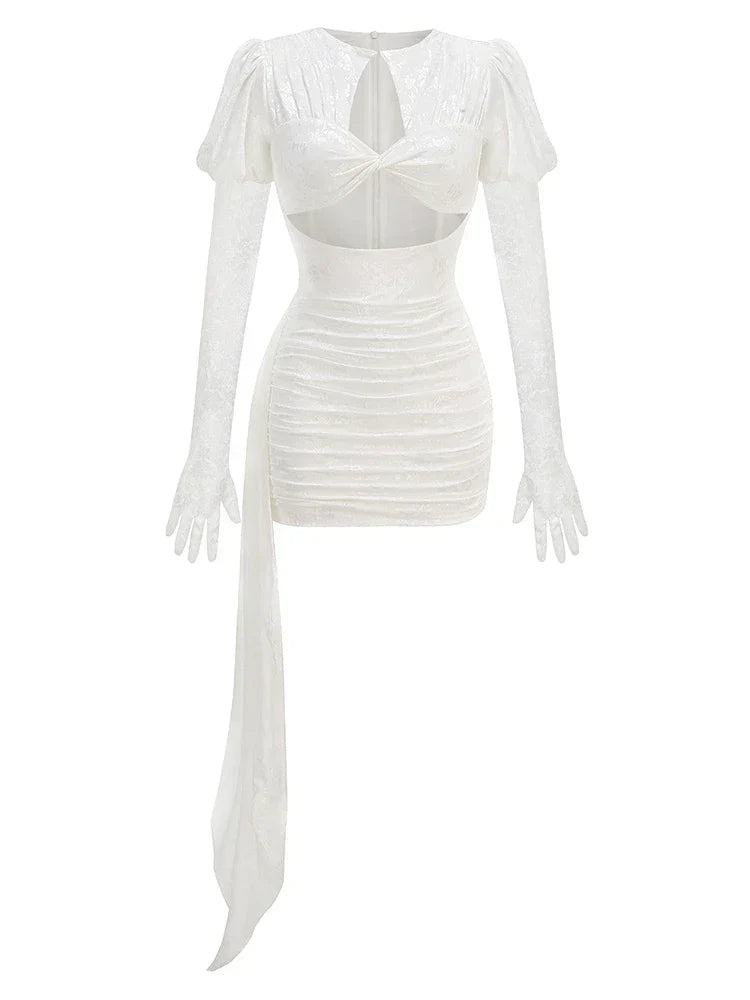 Levoire | Nouvelle Robe Mini Sexy Avec Des Gants Longs Blanc