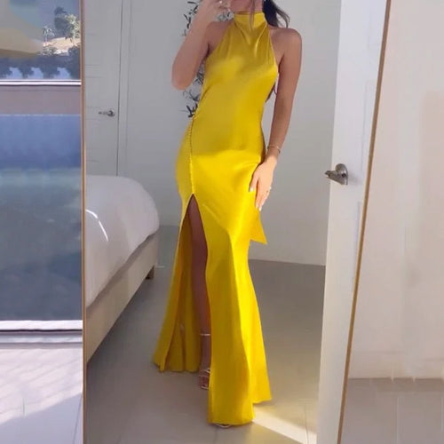 Levoire | Robe Maxi Dos Nu Caleçon À Halter Gull Kauffe