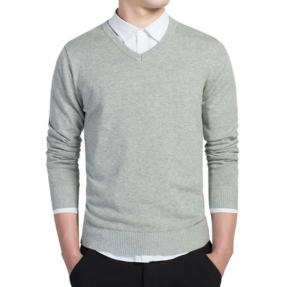 Levoire | Pull En Tricot Premium Avec Décolleté En V Pour Hommes Gris clair