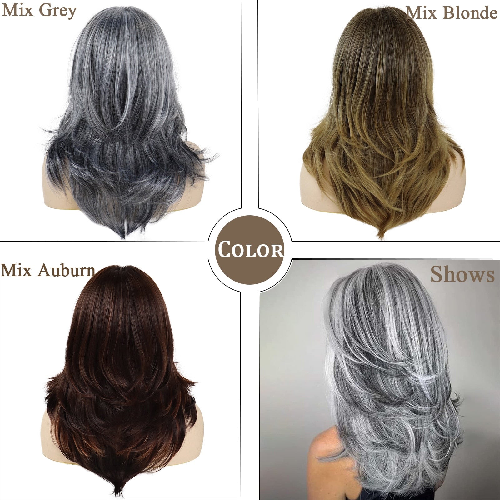 Levoire | Perruque Grise Longue Synthétique Pour Un Look De Cheveux Élégant