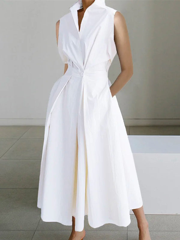 Levoire | Robe urbaine en coton à col chemise blanche Blanc