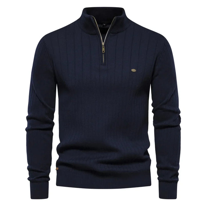 Levoire | Pull Homme Tendance Avec Col Haut Et Fermeture Éclair Marine