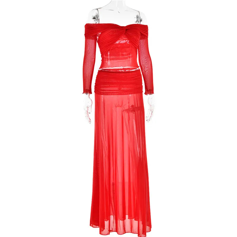 Levoire | Bustier Transparent Sans-Manches Ensemble Crop Et Jupe Longue