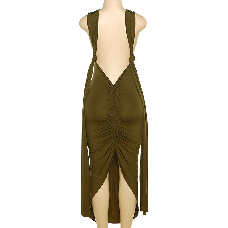 Levoire | Dyp V-Décolleté Dos Nu Sans Bretelles Maxi Robe