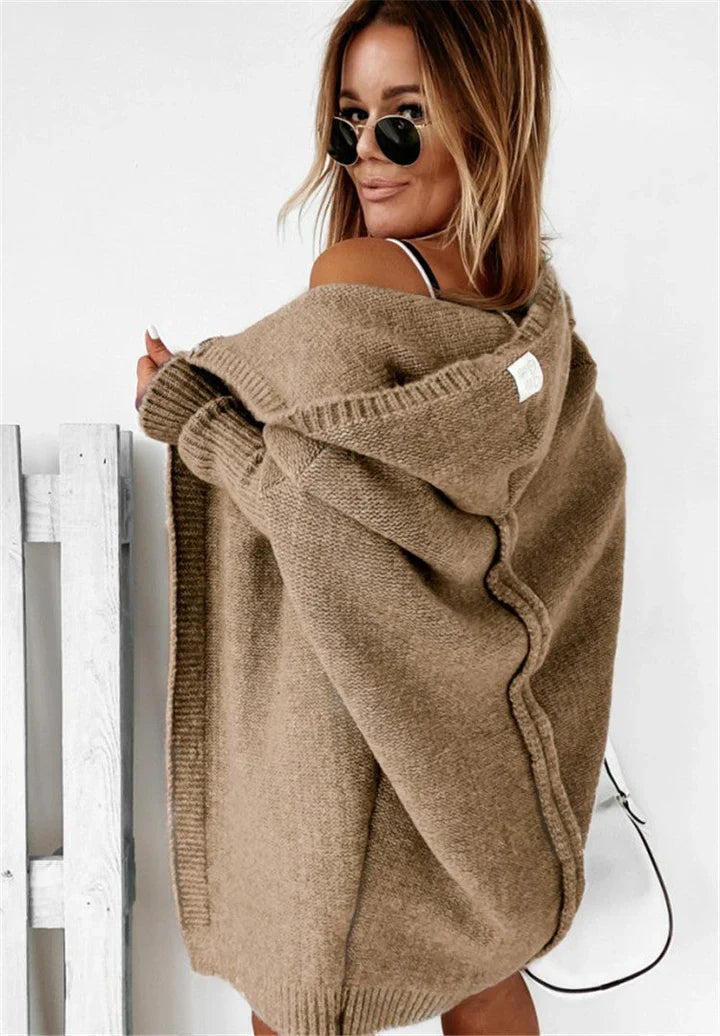 Levoire | Gilet Tricoté Super Doux Avec Poches Et Capuche Pour Femmes