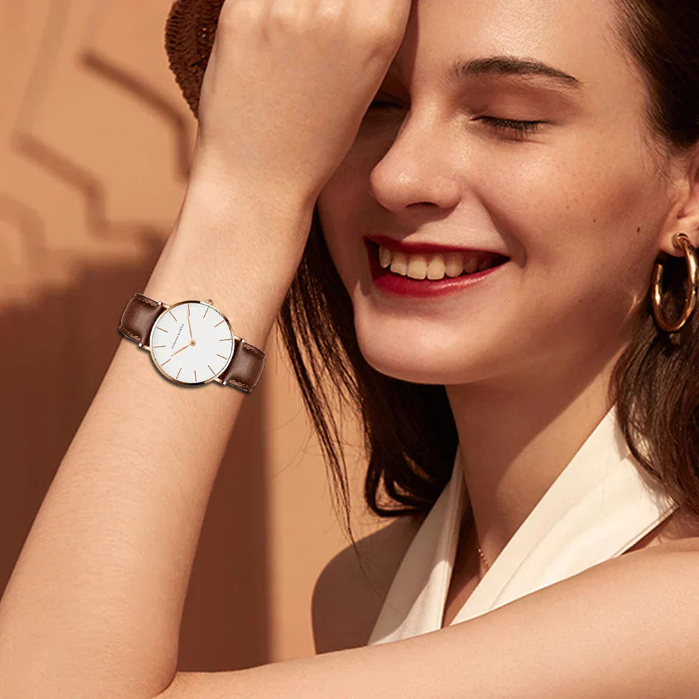 Levoire | Montre Ronde Intemporelle Minimaliste Avec Bracelet En Cuir