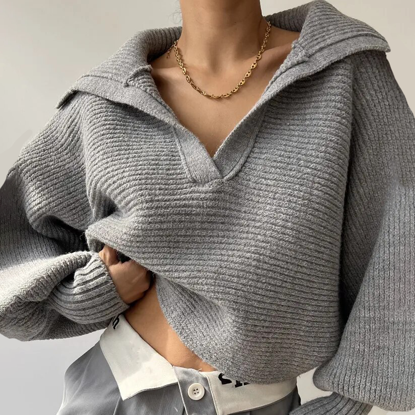 Levoire | Pull à col ouvert Lyhtypussi Gris