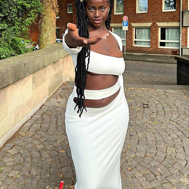 Levoire | Haut À Col Carré Et Jupe Maxi Ensemble