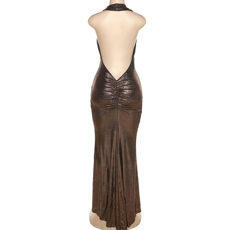 Levoire | Robe Maxi À Volants Métallisés Sans Manches