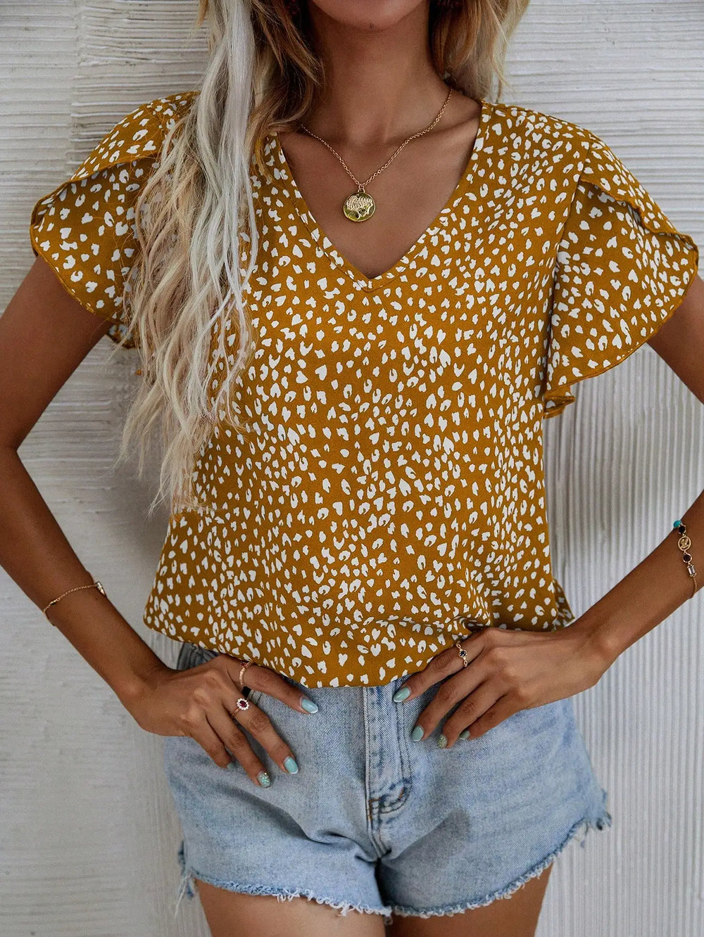 Levoire | Blouse D'Été À Manches Courtes Avec Coupe Slim Sans Collier Khaki
