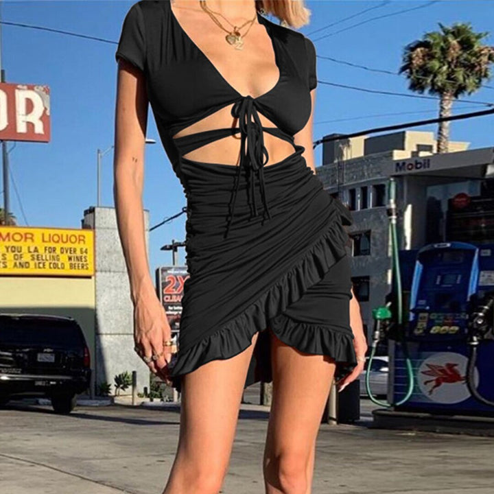Levoire | Dyp V-Mini Robe Sans Manches Ceinture Ajustable Noir