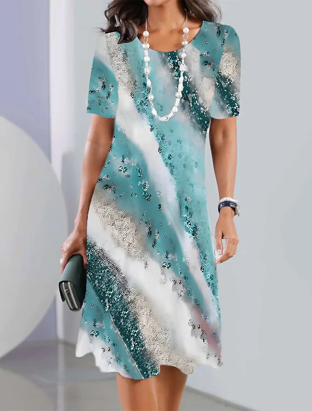 Levoire | Robe Midi A-Line À Motif Abstrait Vert clair