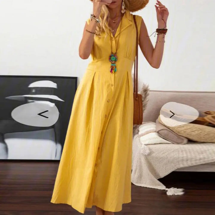 Levoire | Printemps Décontracté Femme Robe longue Jaune