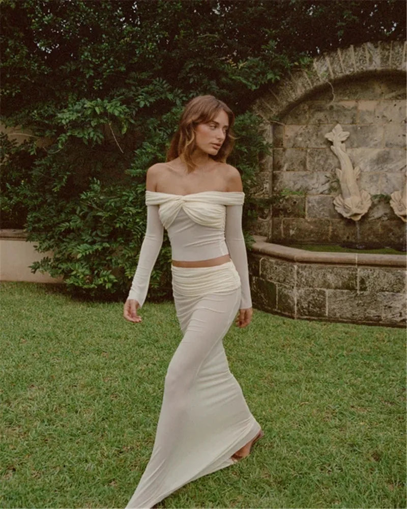 Levoire | Bustier Transparent Sans-Manches Ensemble Crop Et Jupe Longue