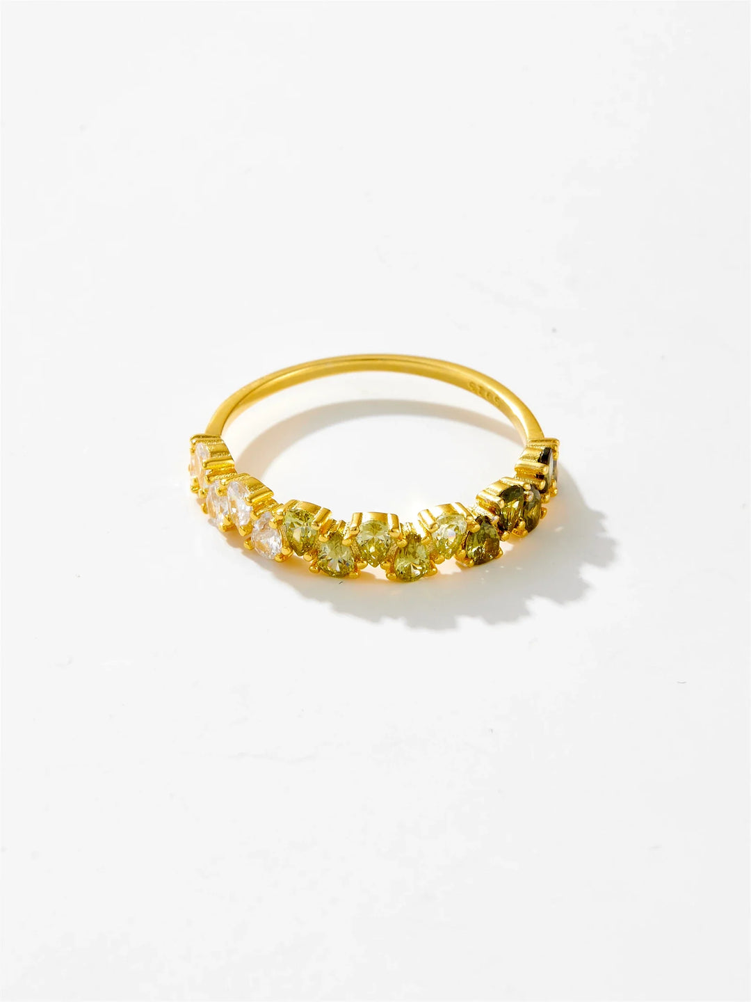Levoire | Argent Sterling Coloré Vert Cz Zircon Brillant Bague