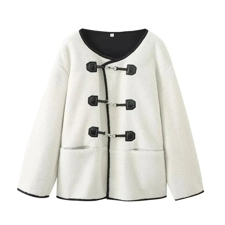 Levoire | Manteau Élégant Avec Fermeture À Crochets Beige