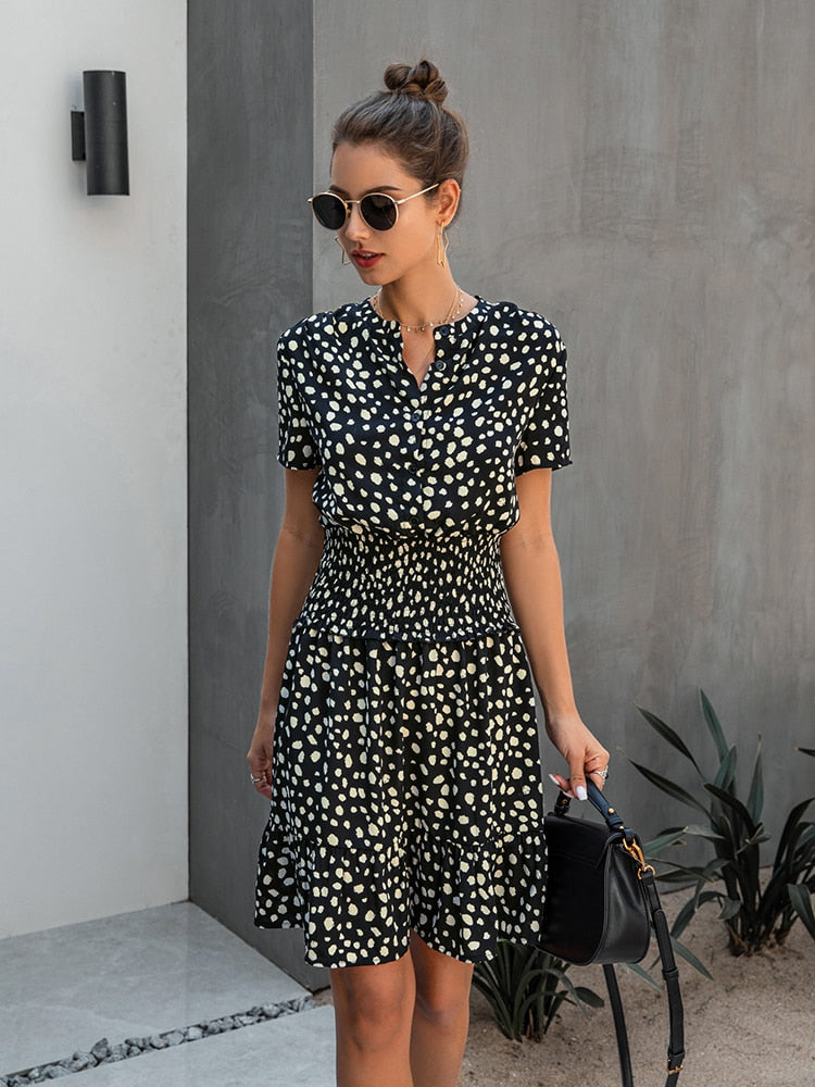 Levoire | Robe Léopard Légère Chic Été Noir