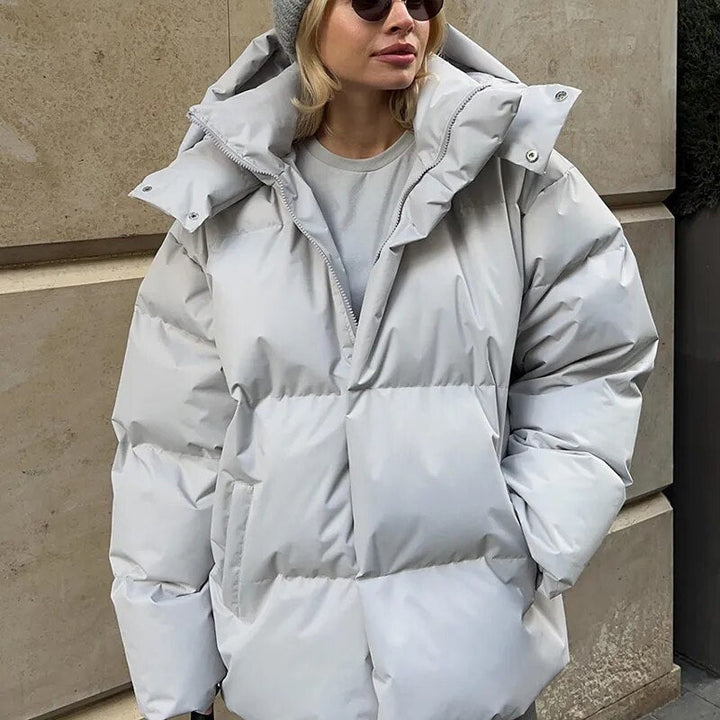Levoire | Veste Grande Taille Élégante Avec Capuche Gris clair
