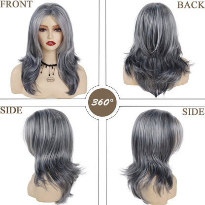 Levoire | Perruque Grise Longue Synthétique Pour Un Look De Cheveux Élégant