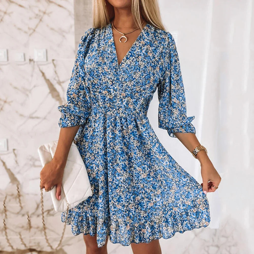 Levoire | Mini-Robe Fleurie Bohème Bleu