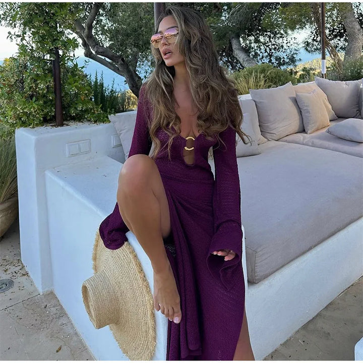 Levoire | Ouvert Démodé V-Decoupe Robes Maxi Lâches Sans Manches Fente Haute