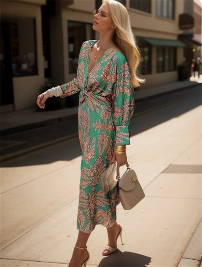 Levoire | Robe En Soie Élégante Avec Finition Brillante Vert