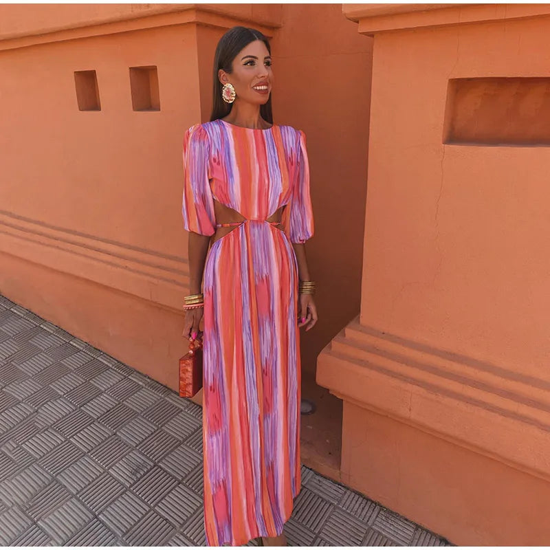 Levoire | Robe Dos Nu À Lacets À Rayures