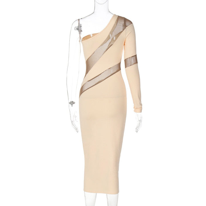 Levoire | Robe Midi Bodycon À Manches Longues En Mesh