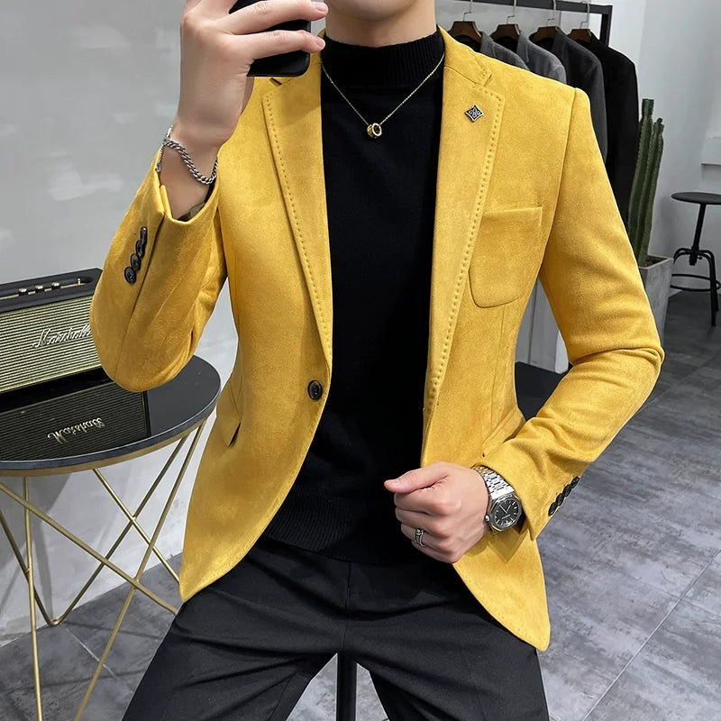 Levoire | Slim Fit Affaires & Temps Libre Veste Pour Hommes Jaune