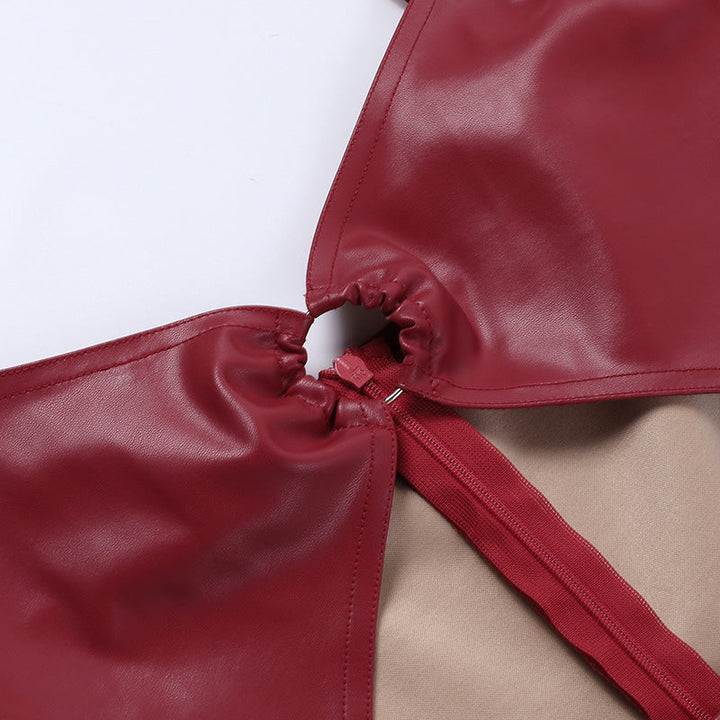 Levoire | Textile Cuir Creux Asymétrique Mini Robe