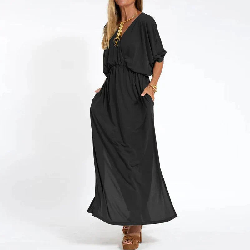 Levoire | Robe D'Été Col Rond Sans Manches Mode Décontractée Noir