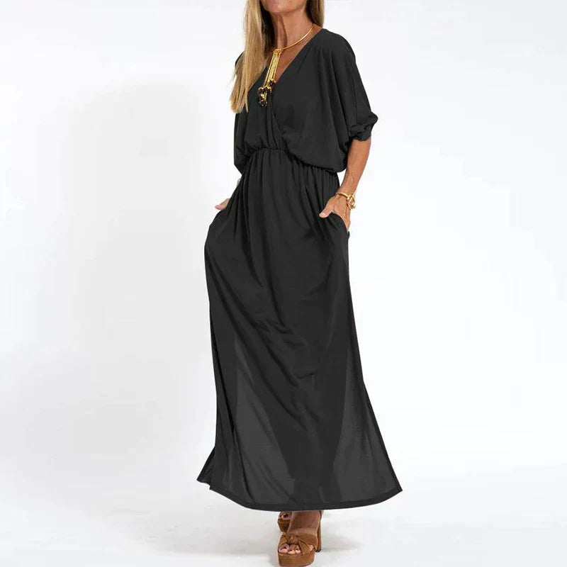 Levoire | Robe Longue Avec Fente Latérale Et Ceinture À La Taille Noir