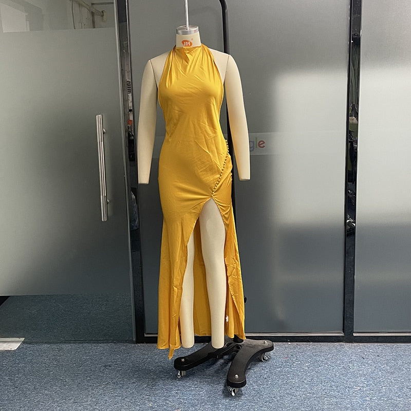 Levoire | Robe Maxi Dos Nu Caleçon À Halter Gull Kauffe