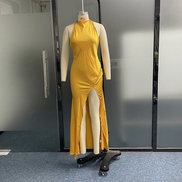 Levoire | Robe Maxi Dos Nu Caleçon À Halter Gull Kauffe