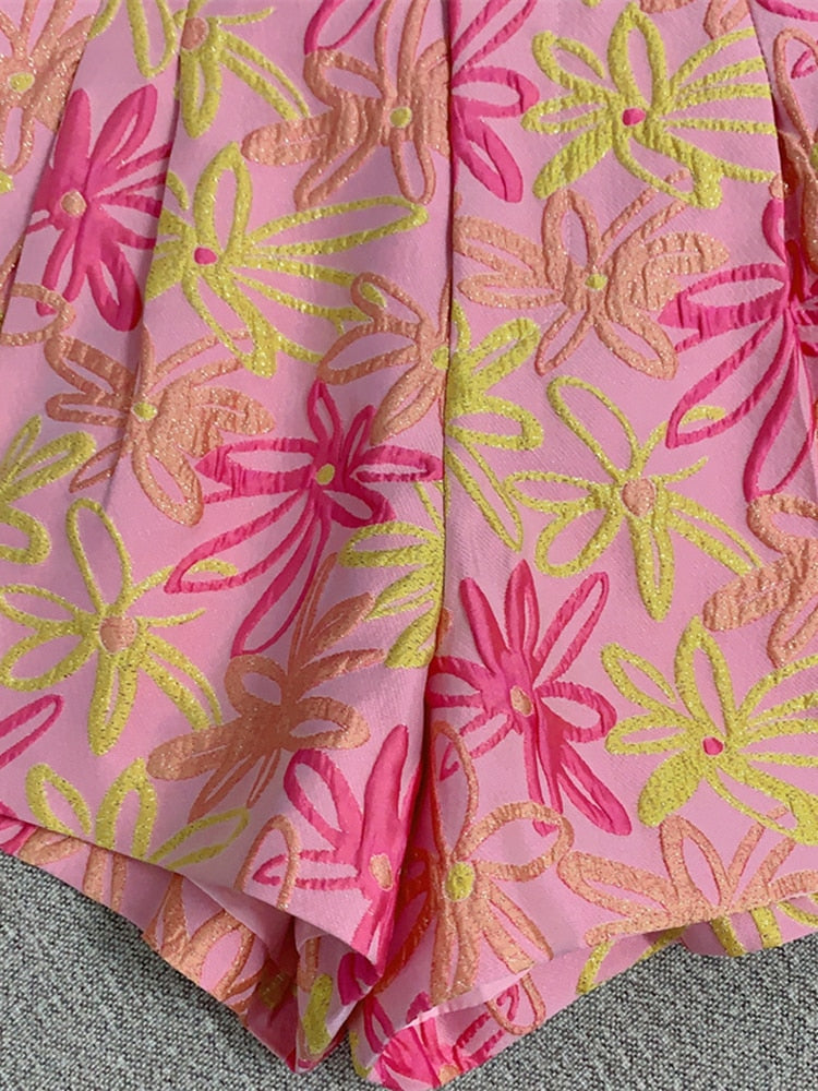 Levoire | Motif Floral Couleur Contrastante Court