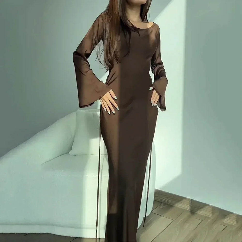 Levoire | Robe moulante longue élégante Marron