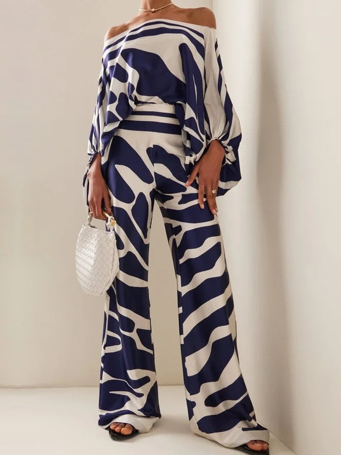 Levoire | Haut Sans Manches Chandeliers Pantalon Large Bleu