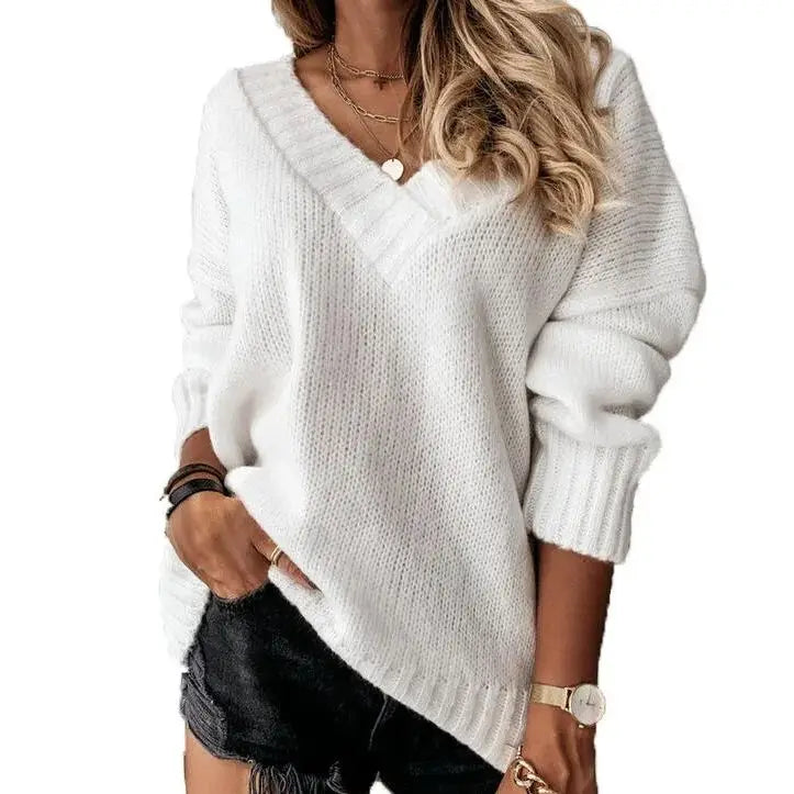 Levoire | Tricot Jersey Avec Décolleté En V Pour Une Élégance Agréable. Blanc