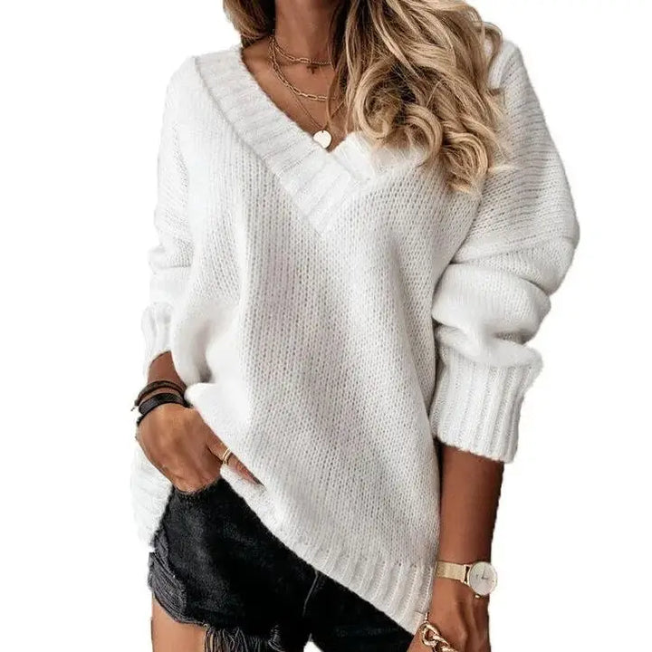 Levoire | Tricot Jersey Avec Décolleté En V Pour Une Élégance Agréable. Blanc