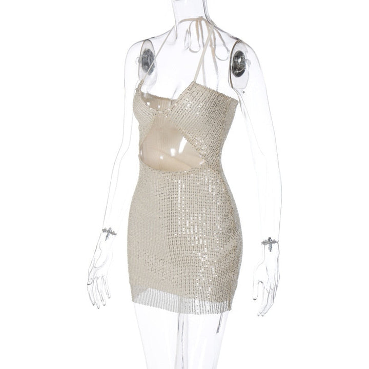 Levoire | Argent Paillettes Haut Sans Bretelles Robe Mini