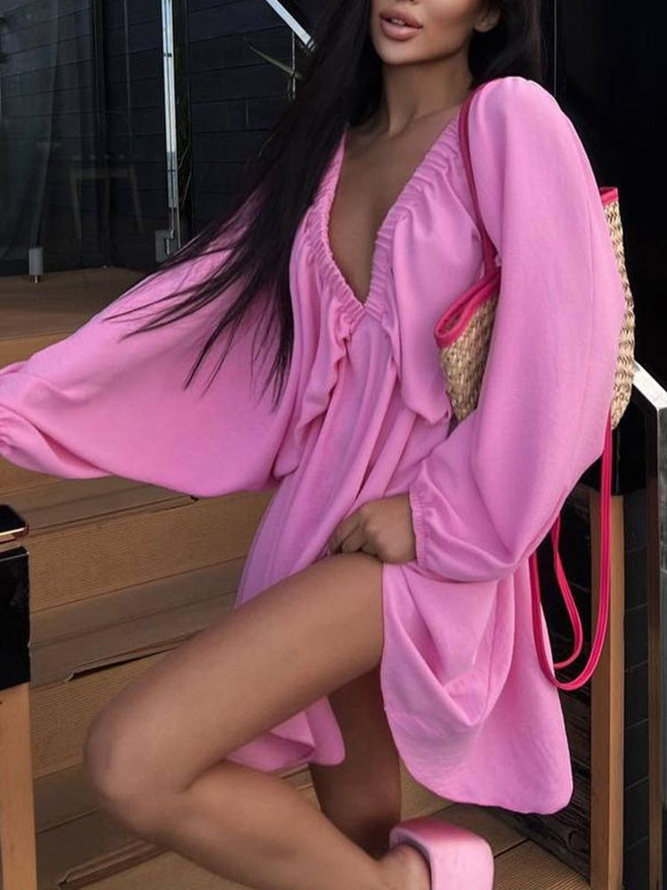 Levoire | Robe D'Été Élégante À Manches Longues Rosa