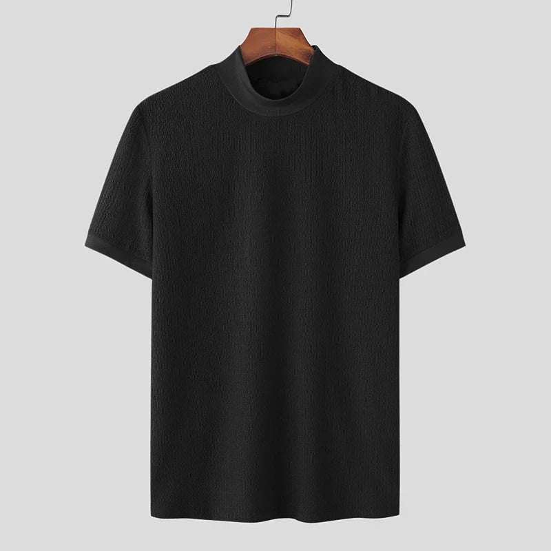 Levoire | T-Shirt En Tricot Élégant Avec Col Haut Pour Hommes Noir