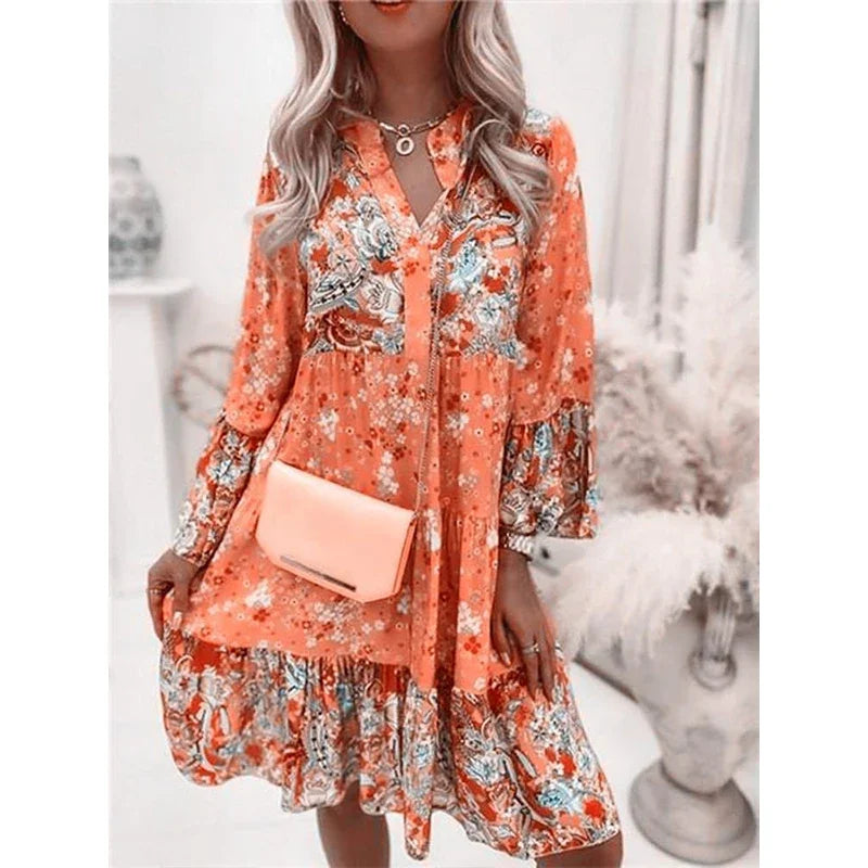 Levoire | Robe De Loisirs Avec Charme Floral Orange