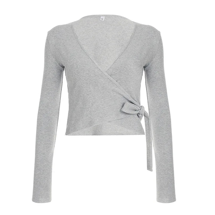 Levoire | Top À Nouer Avec Manches Longues Gris