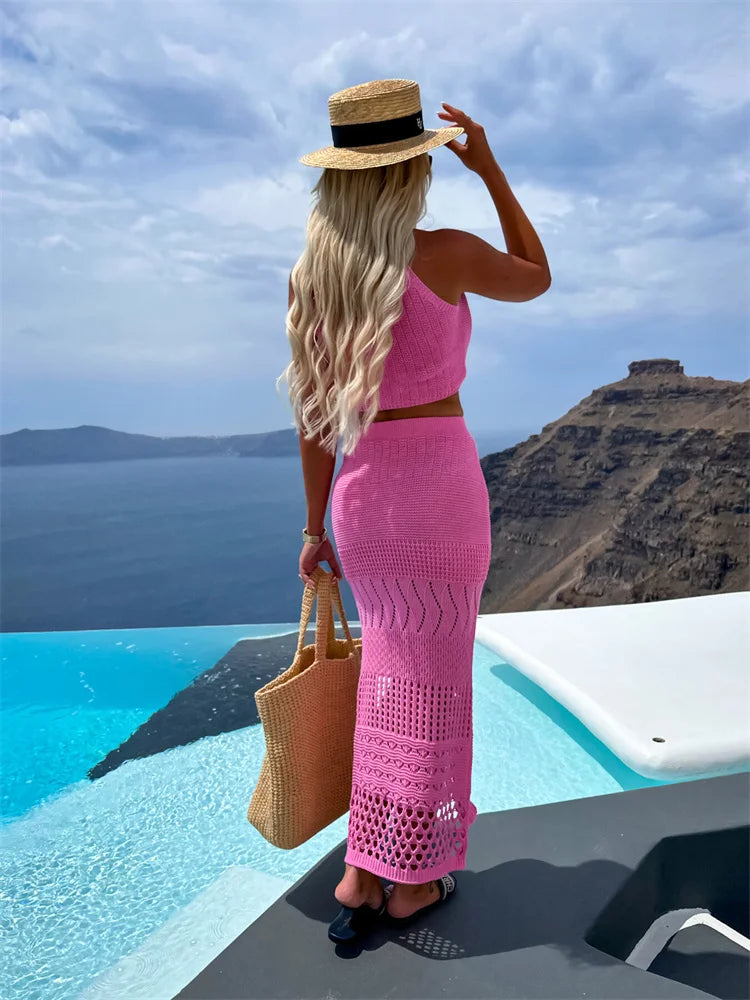 Levoire | Pull Transparent Crop Top & Jupe Longue Ensemble