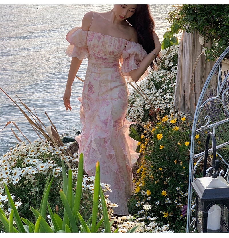 Levoire | Robe Longue Froncée À Épaules Dénudées