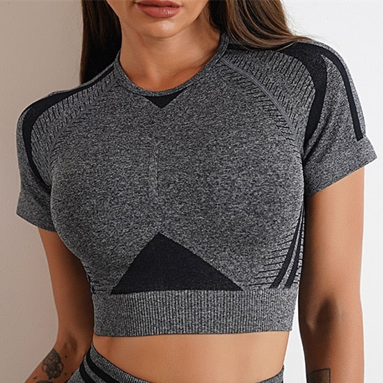 Levoire | Top Sport Avec Manches Courtes Gris foncé