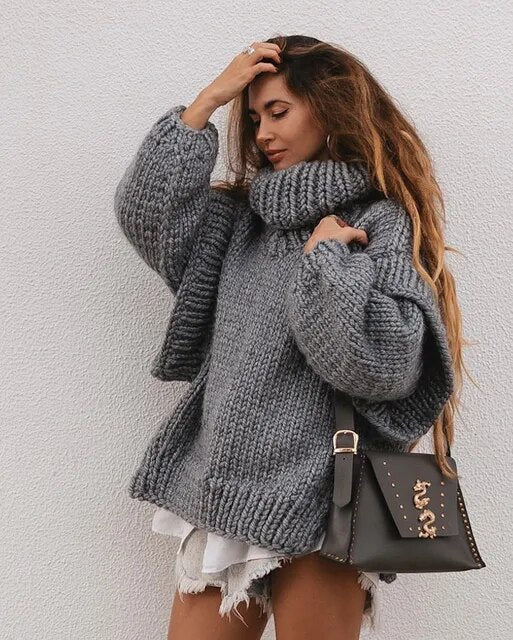 Levoire | Pull Femme Grande Taille, Très Épais, Chaud, Confortable Et Élégant Gris