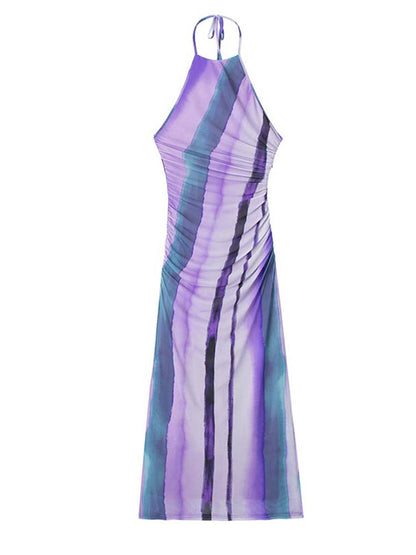 Levoire | Long Striped Tulle Strap Dress