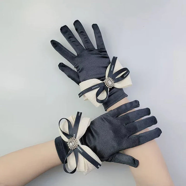 Levoire | Récolte Vintage Gants Courts En Satin Noir Hepburn Noir F Taille unique